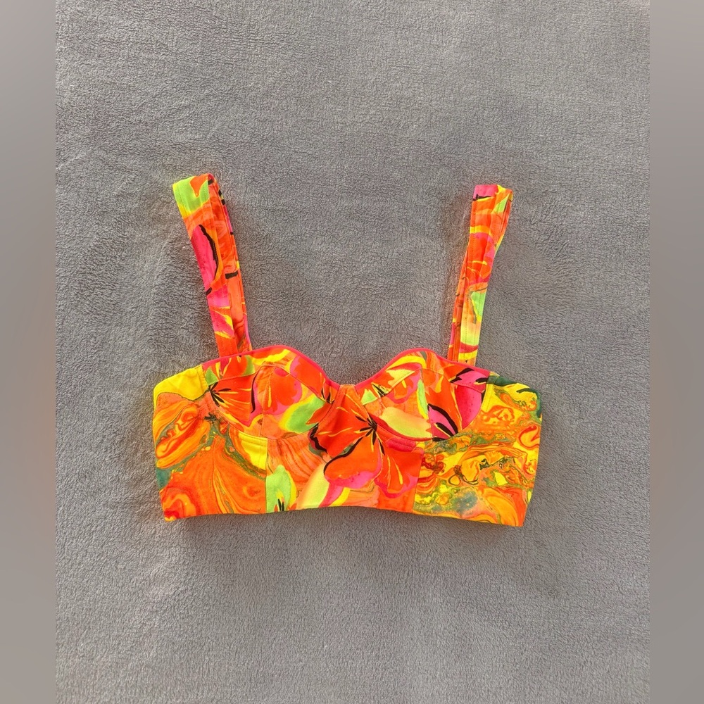 REVOLVE Orange Yellow Pink Multicolor Crop Top Size S